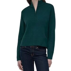 DKNY Women's Green Half-Zip Sweater
